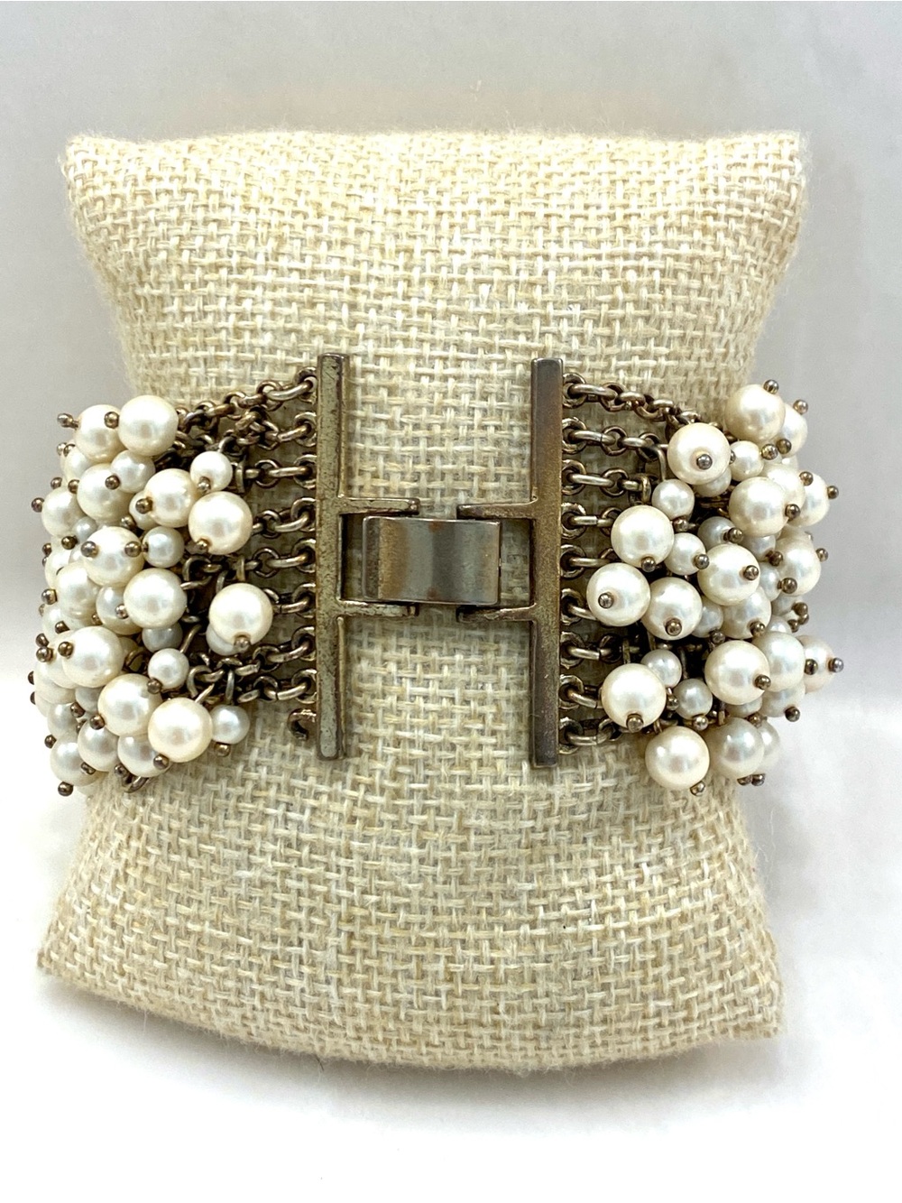 J. Crew Ivory Faux Pearl Cluster Bracelet with Antique Gold Accents - Picture 3 of 5
